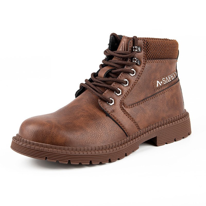 Mens Steel Toe Safety Shoes Lightweight Breathable Anti-smashing Anti-puncture Anti-static Protective Work Boots