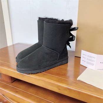 Fashion inside & outside real Genuine Cow Leather wool fur boots kids snow flat leather winter warm boots
