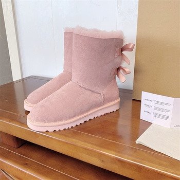 Fashion inside & outside real Genuine Cow Leather wool fur boots kids snow flat leather winter warm boots