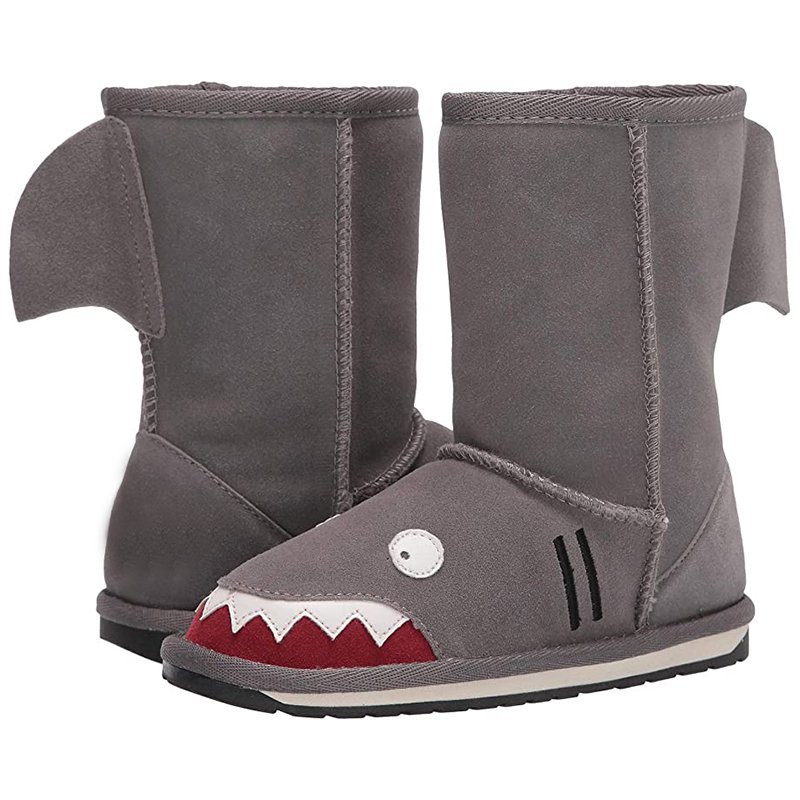 Hot popular children's winter snow boots cartoon little monster flat thick and velvet snow boots