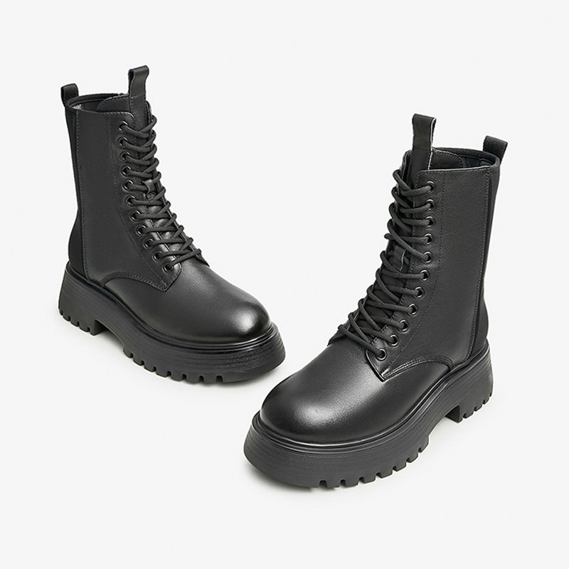 Strength manufacturers custom winter boots rubber sole leather upper warm women's Martin boots