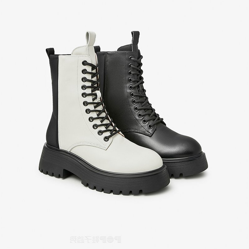 Strength manufacturers custom winter boots rubber sole leather upper warm women's Martin boots
