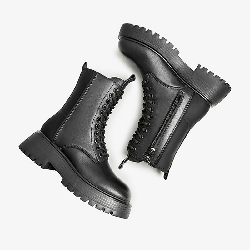 Strength manufacturers custom winter boots rubber sole leather upper warm women's Martin boots