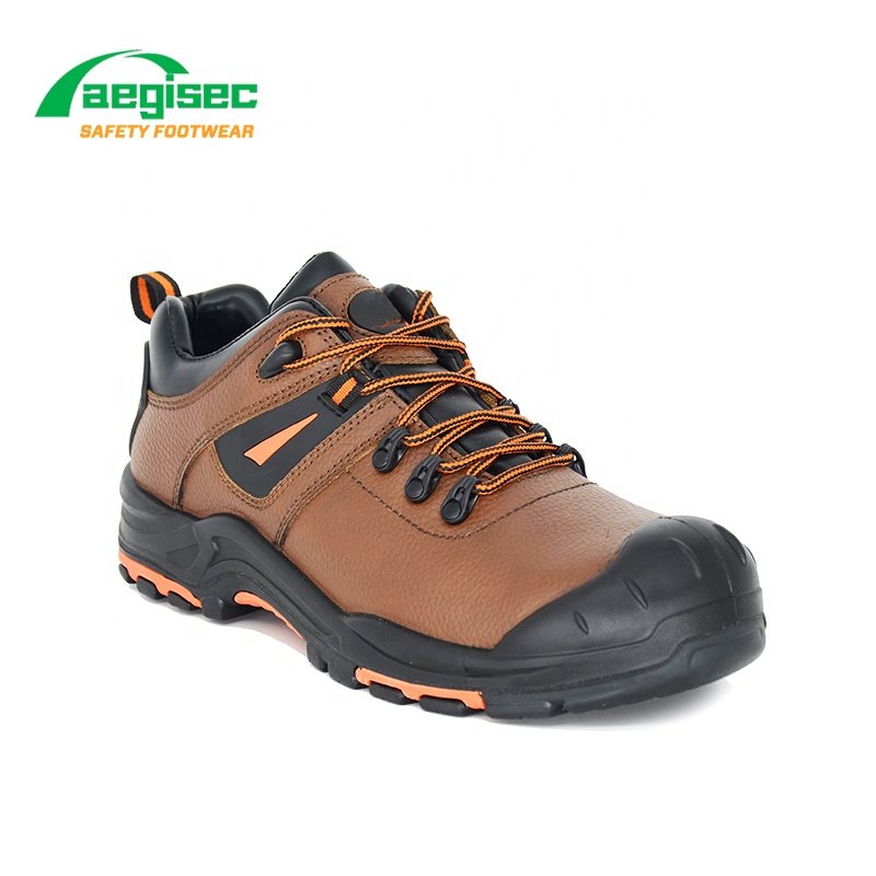AEGISEC brown cow leather steel toe safety footwear puncture proof anti static safety work boots shoes