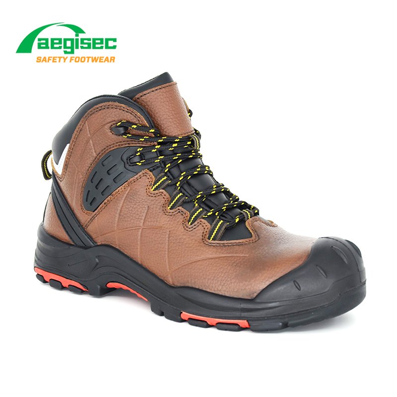 AEGISEC brown cow leather steel toe safety footwear puncture proof anti static safety work boots shoes