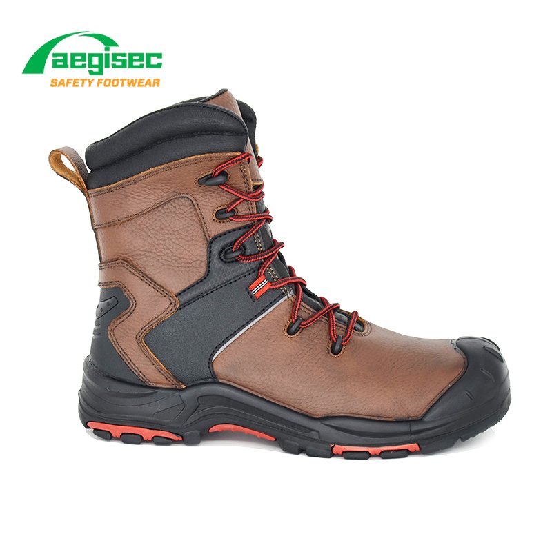 AEGISEC brown cow leather steel toe safety footwear puncture proof anti static safety work boots shoes