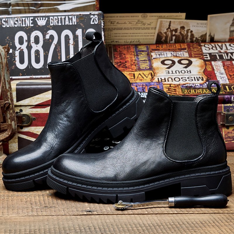 2024 New Pointed Shoes Mens Ankle Cowboy Boots Mens Western Leather Boots Mens