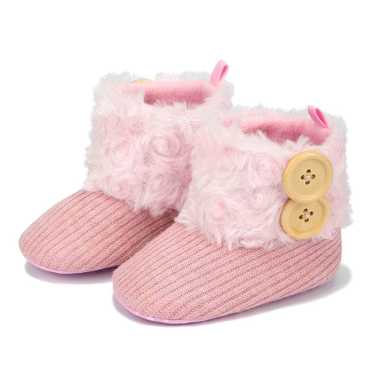 Warm Winter Outdoor Infant Plush And Wool Ball Rubber Soft Sole Lovely Bowknot Toddler Baby Boots