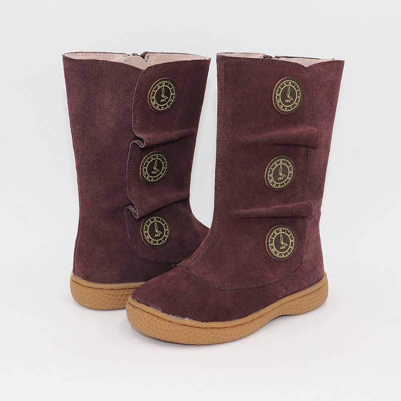 gum sole High Quality super soft barefoot flat breathable leather casual cute print western brown ankle boot for baby tod