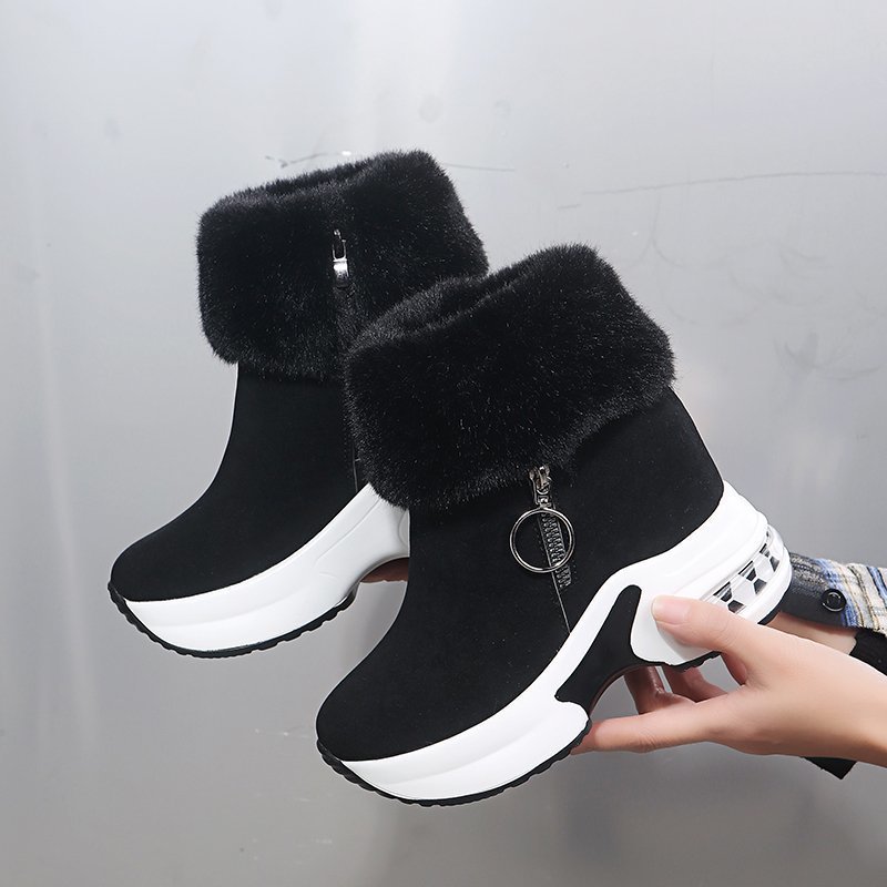 Xuanhui size 41-43 wholesale fashion plush fluffy women's winter footwear snow warm boots shoes for women