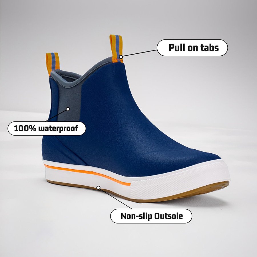 Men Waterproof Fishing Rain Boots Anti-Slip Rubber Boots with Breathable Neoprene Lining