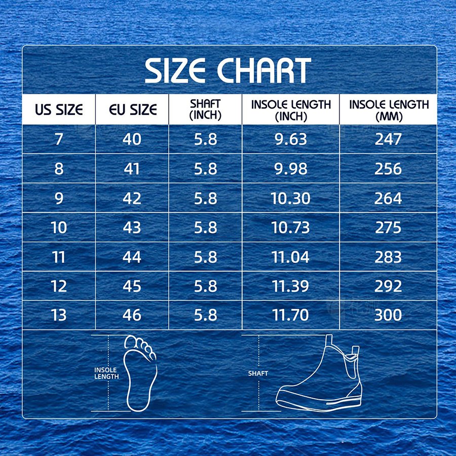 Men Waterproof Fishing Rain Boots Anti-Slip Rubber Boots with Breathable Neoprene Lining