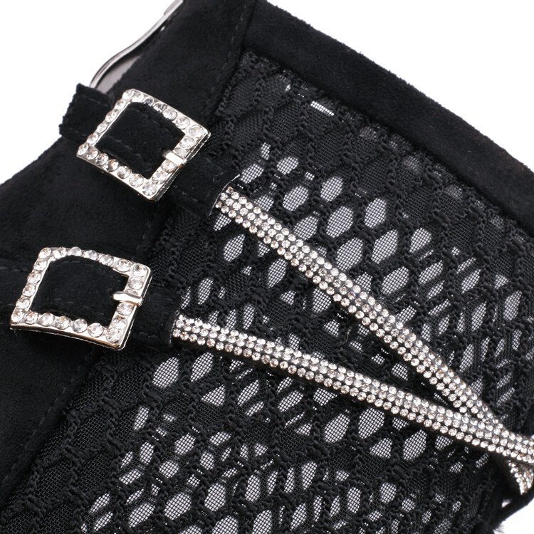 Cialisa Support OEM/ODM Custom Logo Fashion Design Sexy Lady 9.5cm High Heels Plus Size 48 Women Mesh Boots Sandals