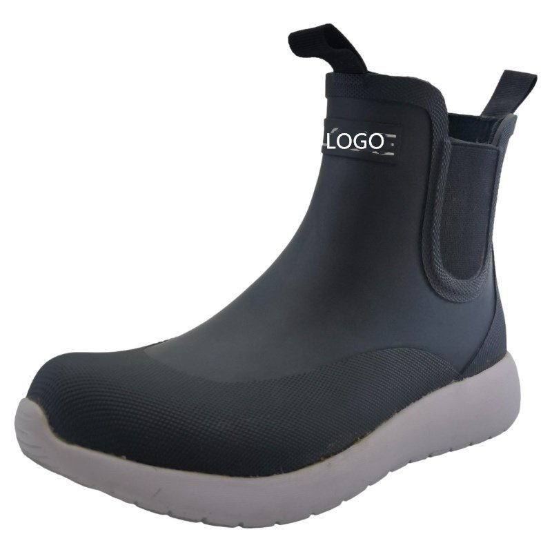 New Style Waterproof Lady Gumboots Black Rubber Sport Shoes Light-weight Ankle Women Chelsea Rain Boots
