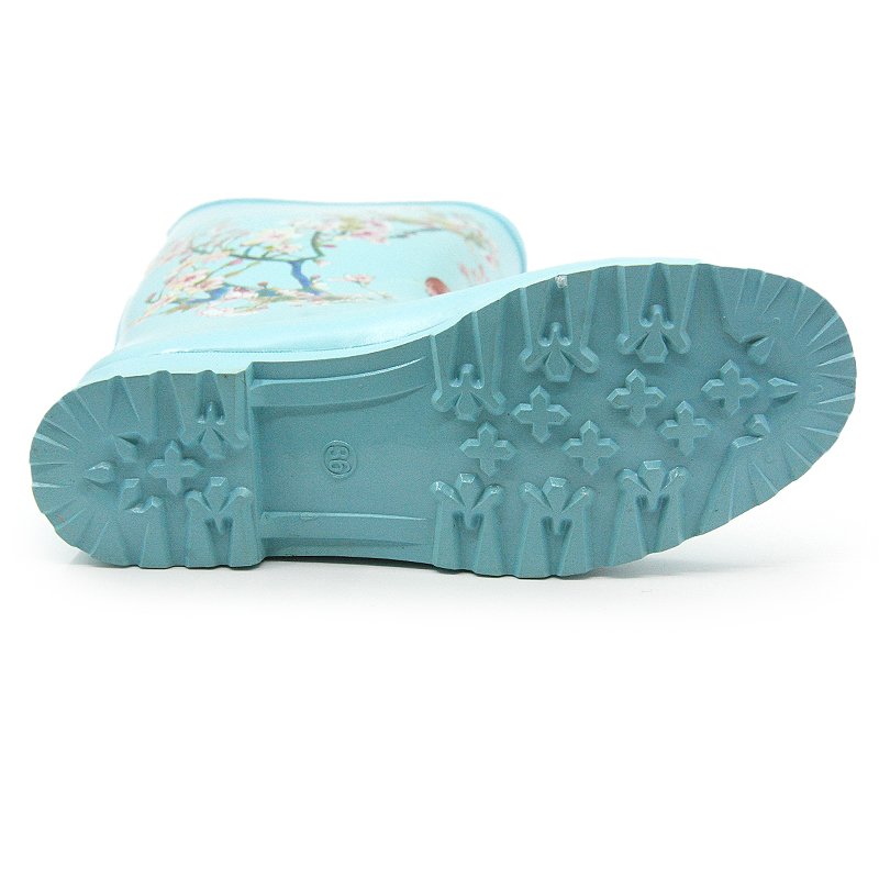 Copyright print fashion Chinese fad waterproof rubber shoes long rain gum boots women for ladies wholesale