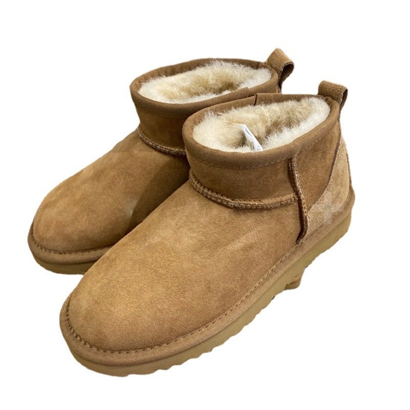 Custom Winter real leather Warm Sheepskin fur Woman Boots Shoes thick Soles long Boots for Girls Plush winter outdoor shoes