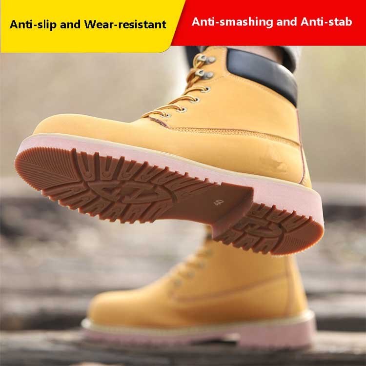 Men's breathable steel toe cap anti smash work boots lightweight microfiber leather Goodyear safety boots
