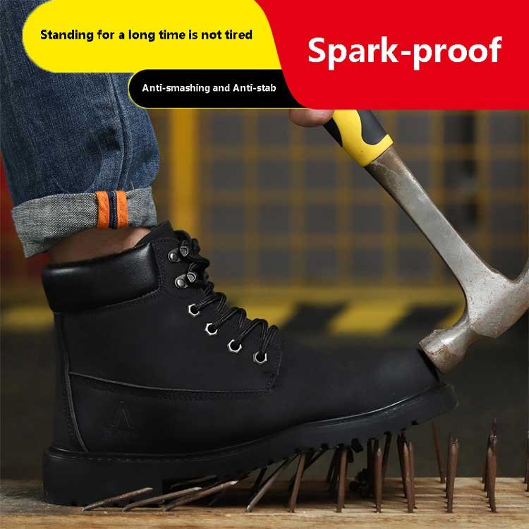 Men's breathable steel toe cap anti smash work boots lightweight microfiber leather Goodyear safety boots
