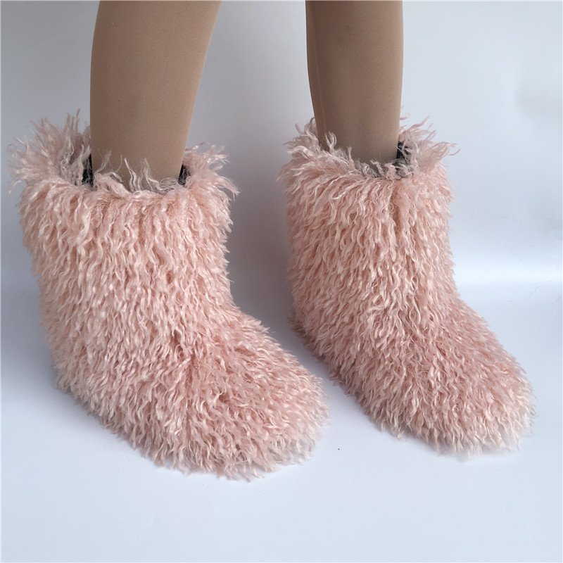 Custom Winter Mongolian snow boots for women warm Rubber flat casual ski shoes snow footwear ladies fluffy faux fur boots