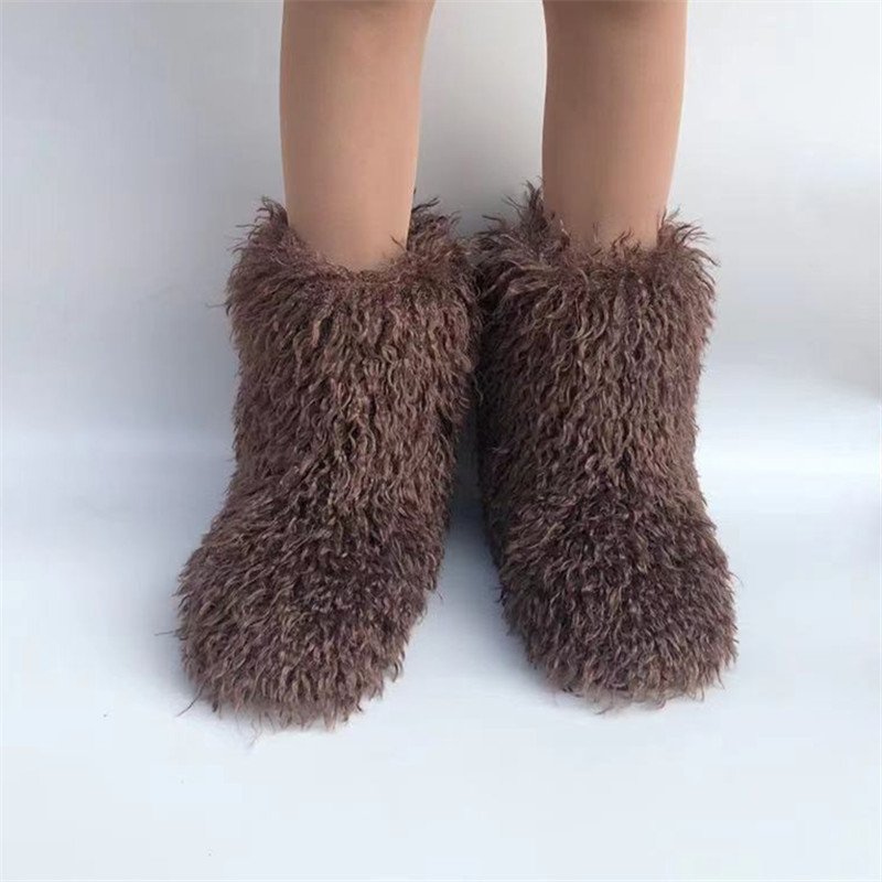 Custom Winter Mongolian snow boots for women warm Rubber flat casual ski shoes snow footwear ladies fluffy faux fur boots