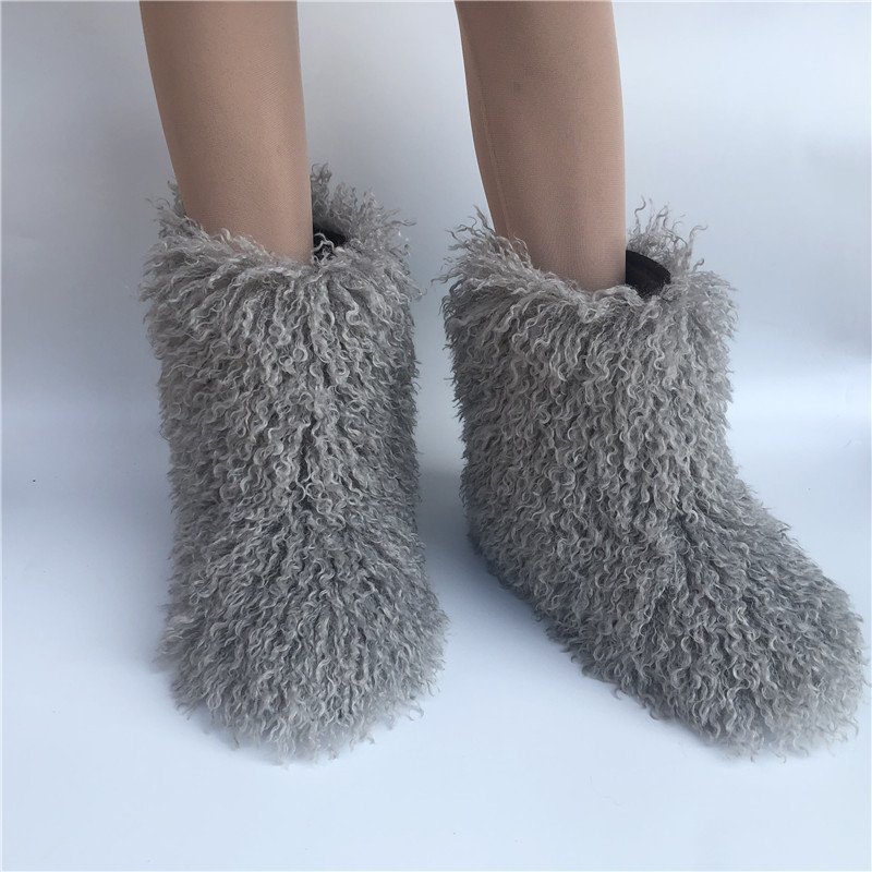 Custom Winter Mongolian snow boots for women warm Rubber flat casual ski shoes snow footwear ladies fluffy faux fur boots