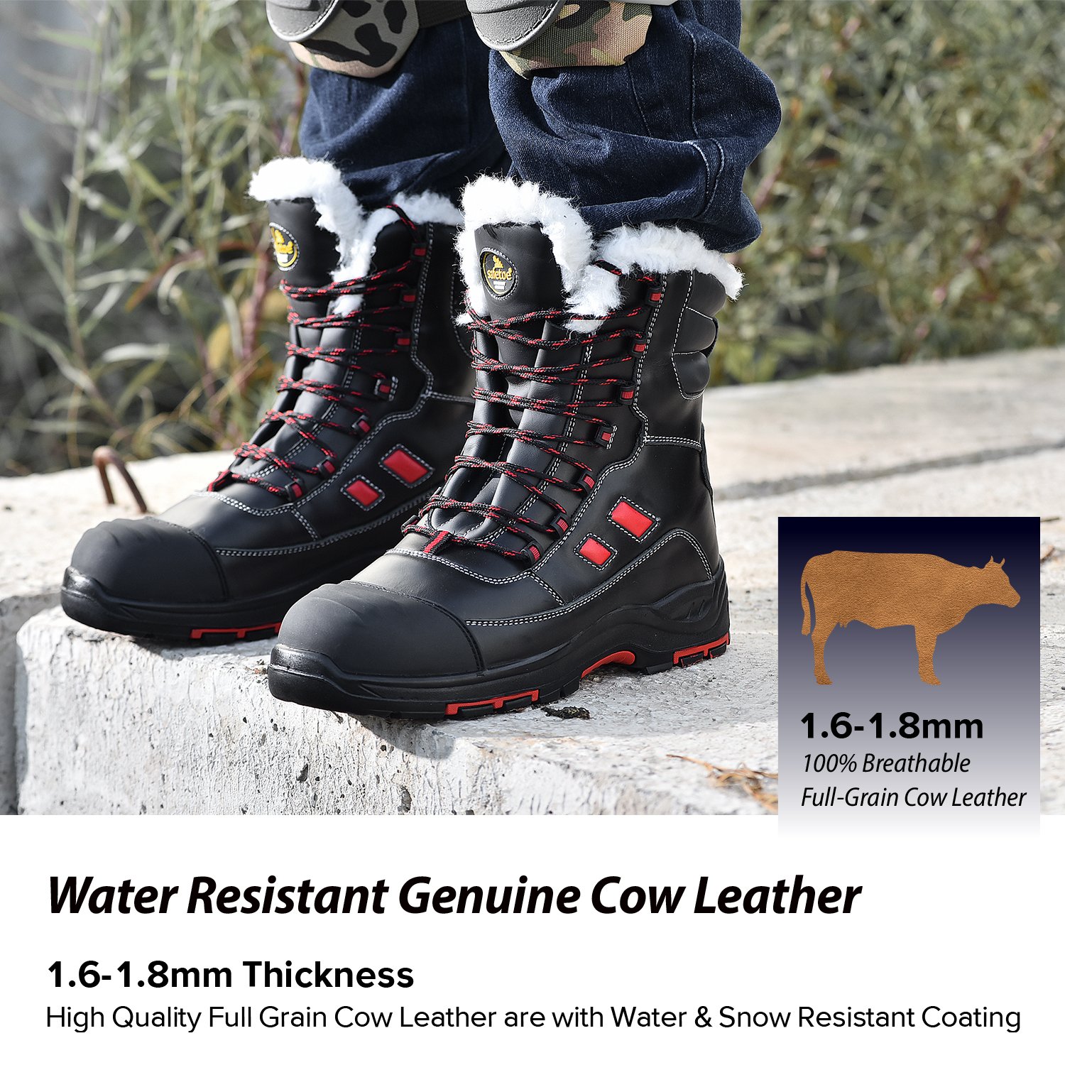 Northern Europe Cold Resistant Winter Warm Wool Fur Safety Boots For Snow Season Russia Mongolia