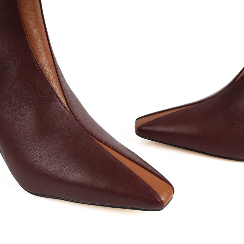 2024 Winter New Arrival Elegant Women's Ankle Boots with Color Stitching Custom Factory Low Heel Boots Zip Closure Spring Autumn