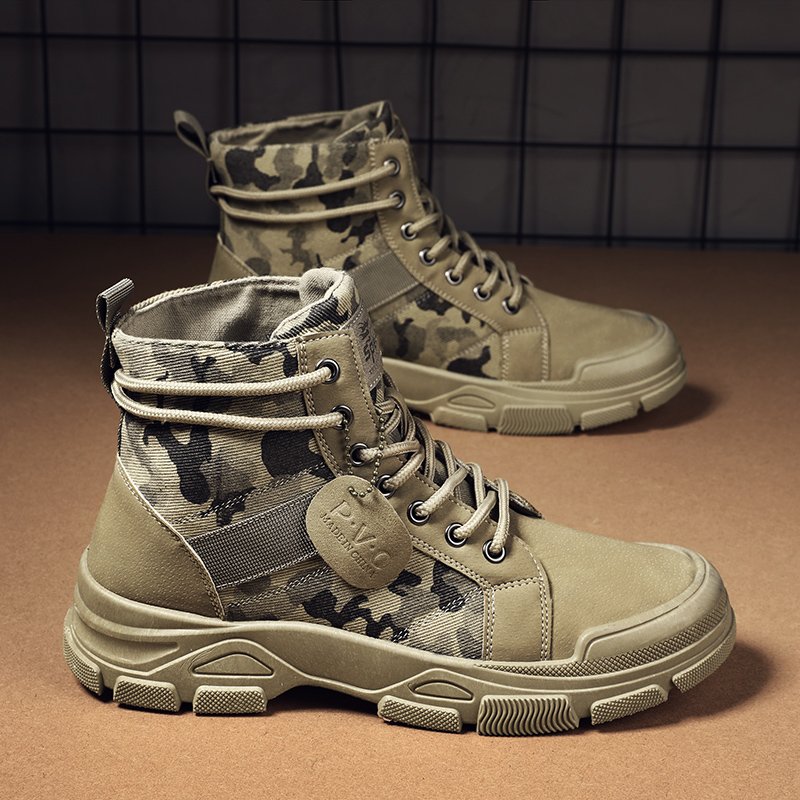 camo boots trend casual retro martin boots for men