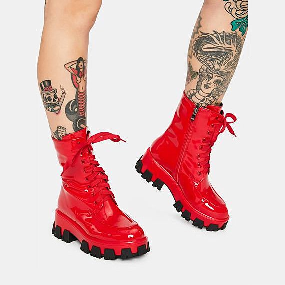 2022 Custom Design Fashion Anti-Slip Thick Sole Round Toe Ankle Boots Moto Biker Women combat boot