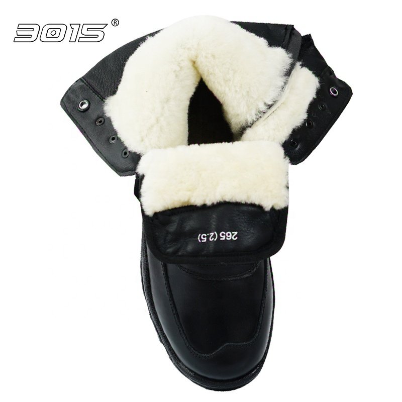 Snow Anti-Skid Steel Buckle Side Zipper 8 Inches About 20.3 Cm Black Men's Rubber Soled Tactical Boots