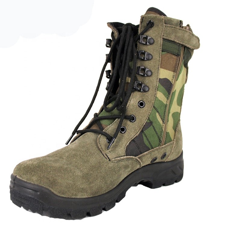 High Quality Mid Leather Boots Outdoor Training Hiking Men's Boots Forest Camouflage Shoes