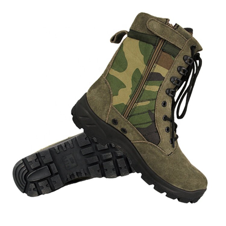 High Quality Mid Leather Boots Outdoor Training Hiking Men's Boots Forest Camouflage Shoes