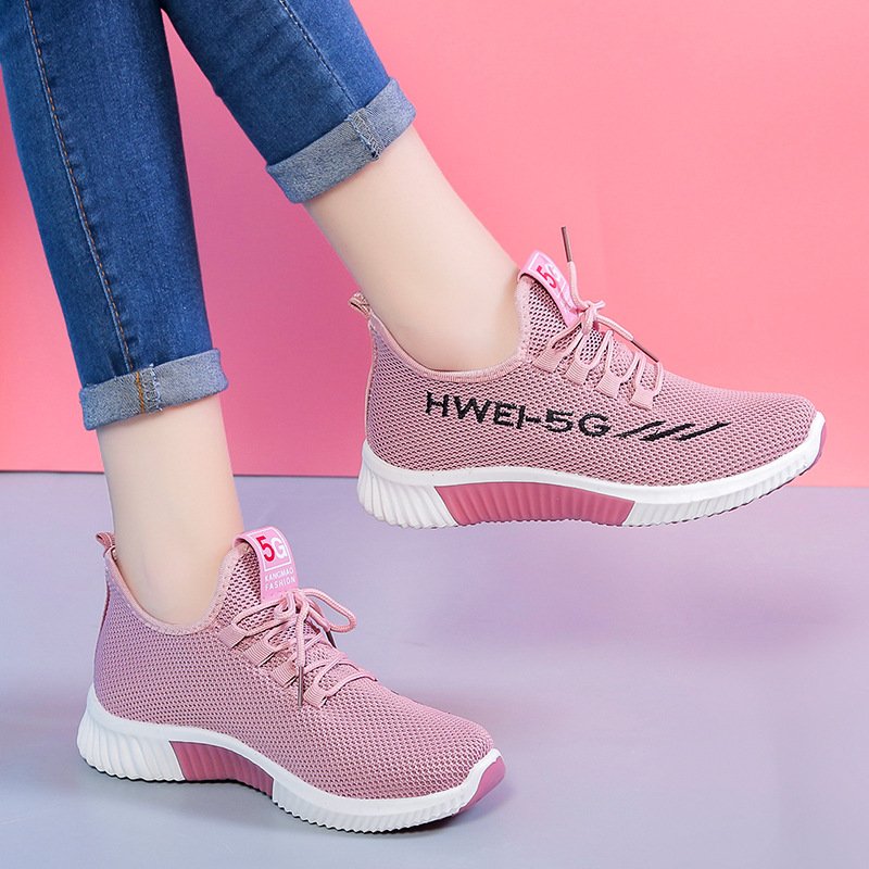 Shoes women 2023 new old cloth shoes women breathable flying woven sports fashion ladies shoes casual running