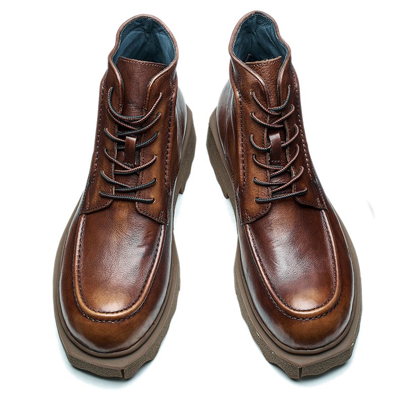 Wholesale Autumn And Winter Men's Leather Fashion Side Zipper Boot Rubber Sole Men Leather Boots