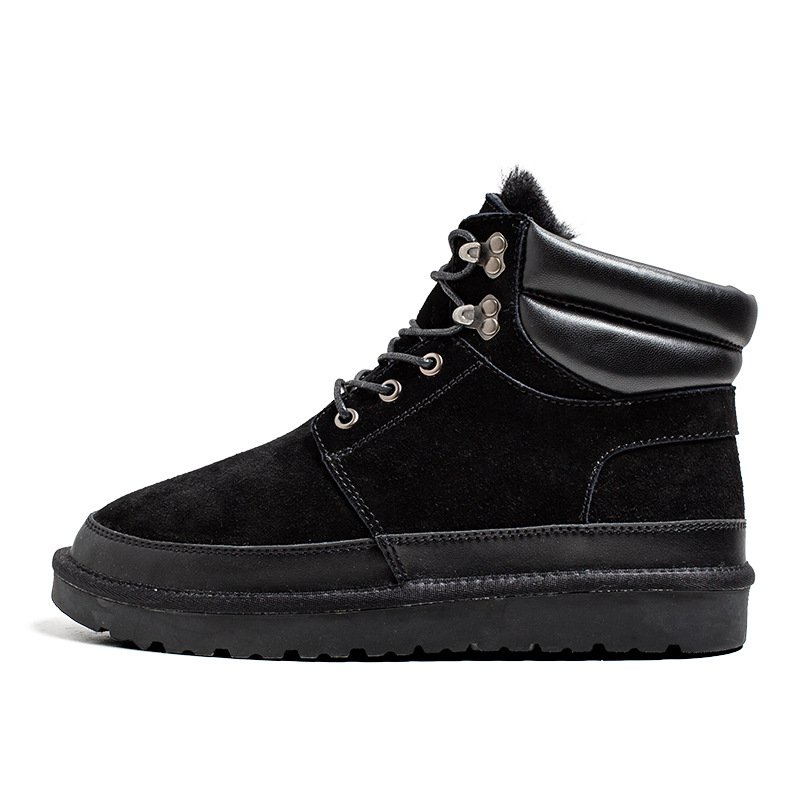 Boots Snow boots men's winter new beef suede waterproof leather slip-on thick velvet warm cotton shoes