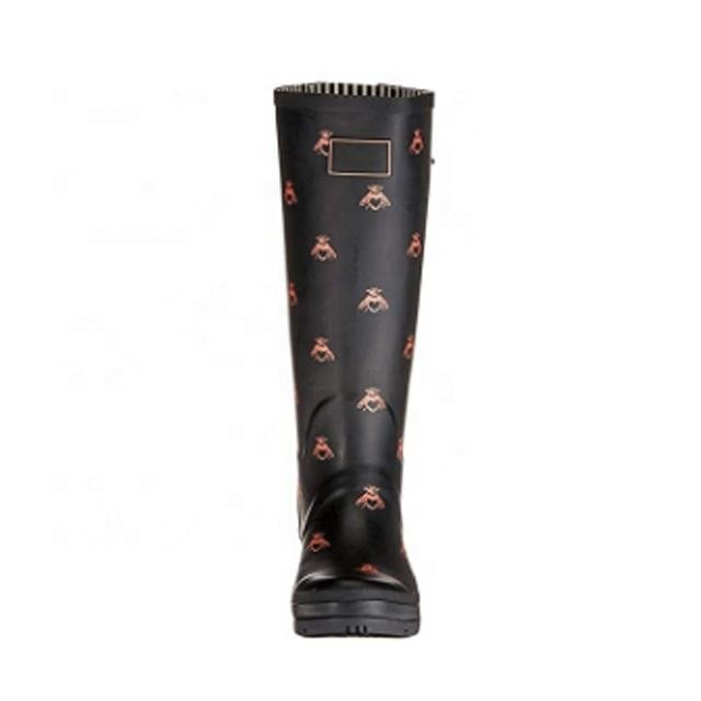 Stylish Trendy Women's Printed Waterproof Rubber Boots Wide Calfs Plus Size Slip-On Autumn Season Cowboy Boot with round Toe
