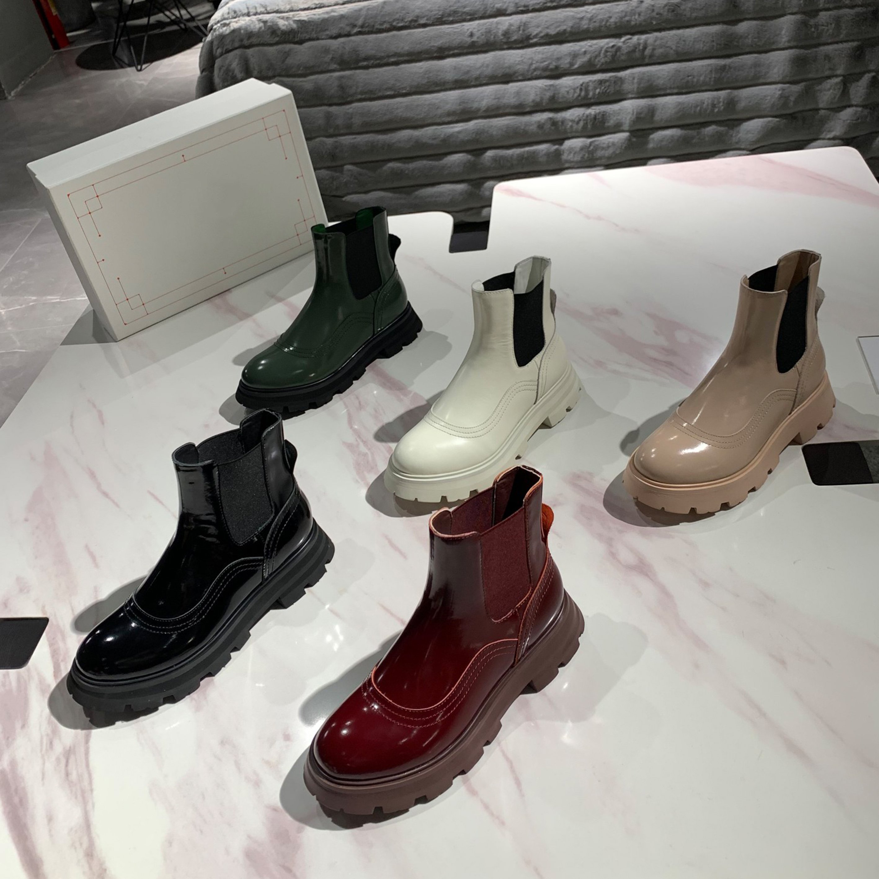 Genuine Leather Ladies Ankle Boots fashion boots leather Ankle Designer Goth Lace Up Ankle Ladies Boots