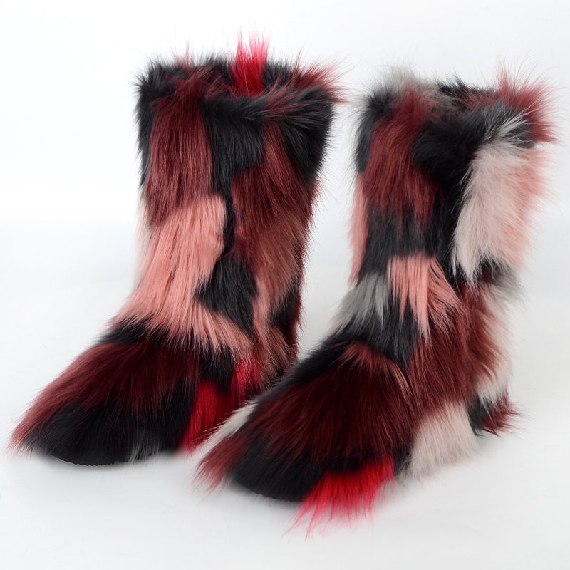 Hot Sale ladies Warm Anti-slip shoes women's Faux fox Fur boot Women outside Snow Half ankle Boots