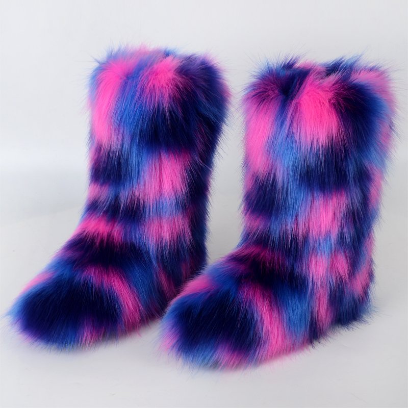 Hot Sale ladies Warm Anti-slip shoes women's Faux fox Fur boot Women outside Snow Half ankle Boots