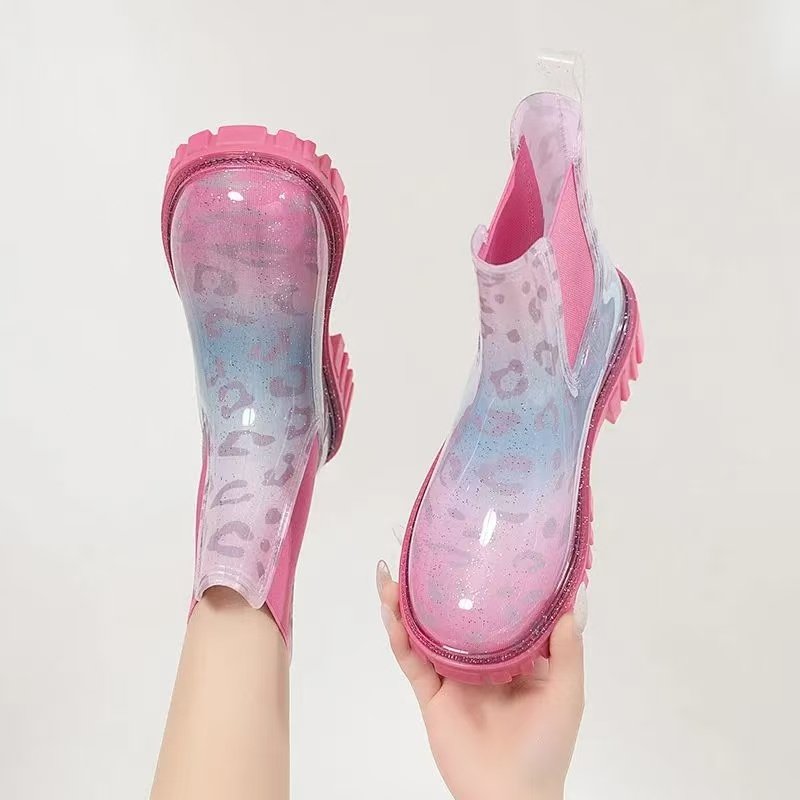 Oem Logo Gumboots New Arrival Wellies Waterproof Chelsea Rain Boots Sebs Glittering Women Boot For Women's