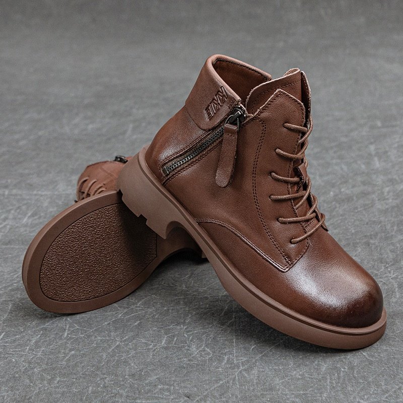 Women's Classic Mid Calf Winter Snow Boot Genuine Leather Wide Shaft Wedge Heel Luxury Women Ankle Boots