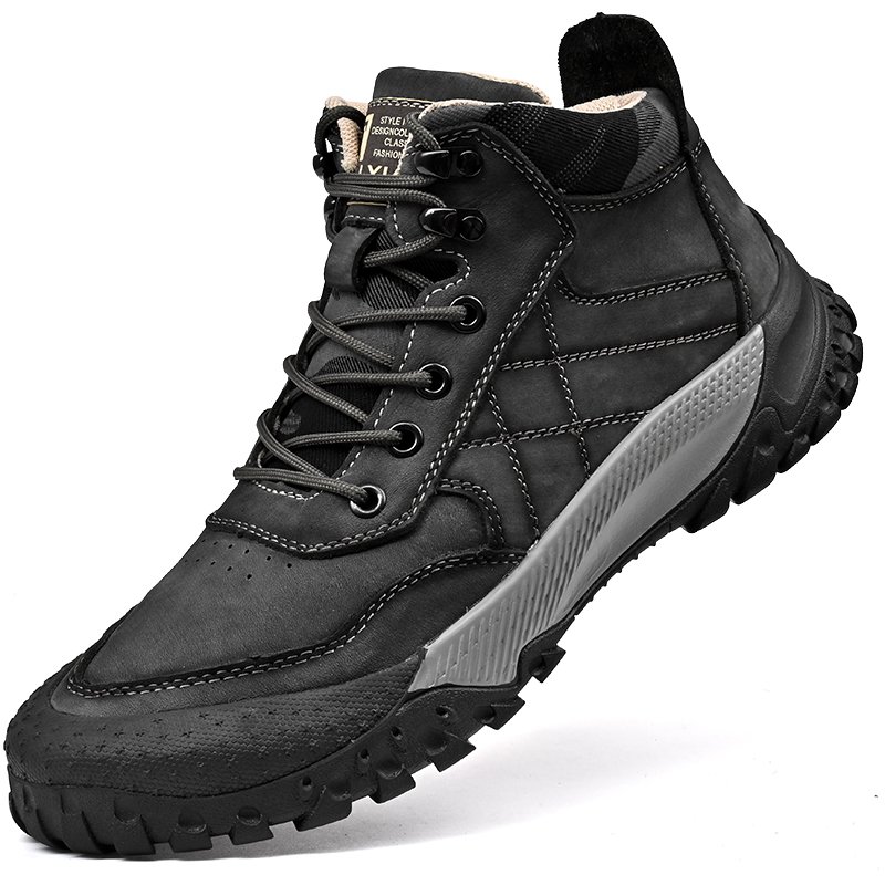 Men's Mountaineering Tooling Boots Outdoor Hiking & Trekking Backpacking Work & Safety Boot Puncture-resistant Leather High-top