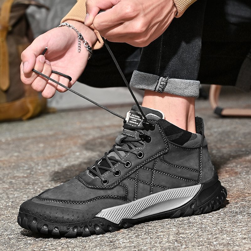 Men's Mountaineering Tooling Boots Outdoor Hiking & Trekking Backpacking Work & Safety Boot Puncture-resistant Leather High-top