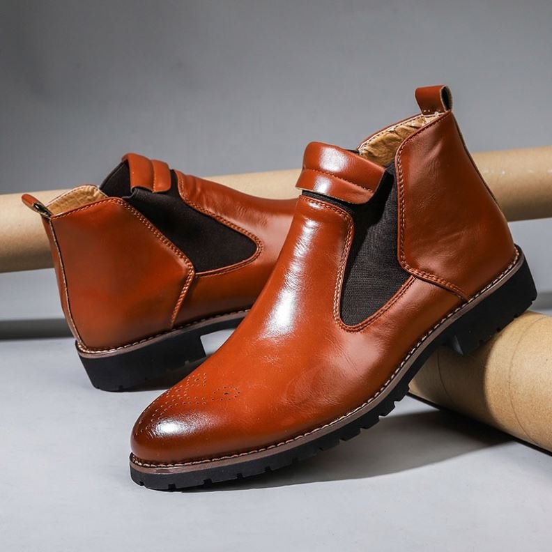 Chelsea Boots High-top Lace Up Ankle Boots Casual Style Office Wearing Big Size 38 to 48
