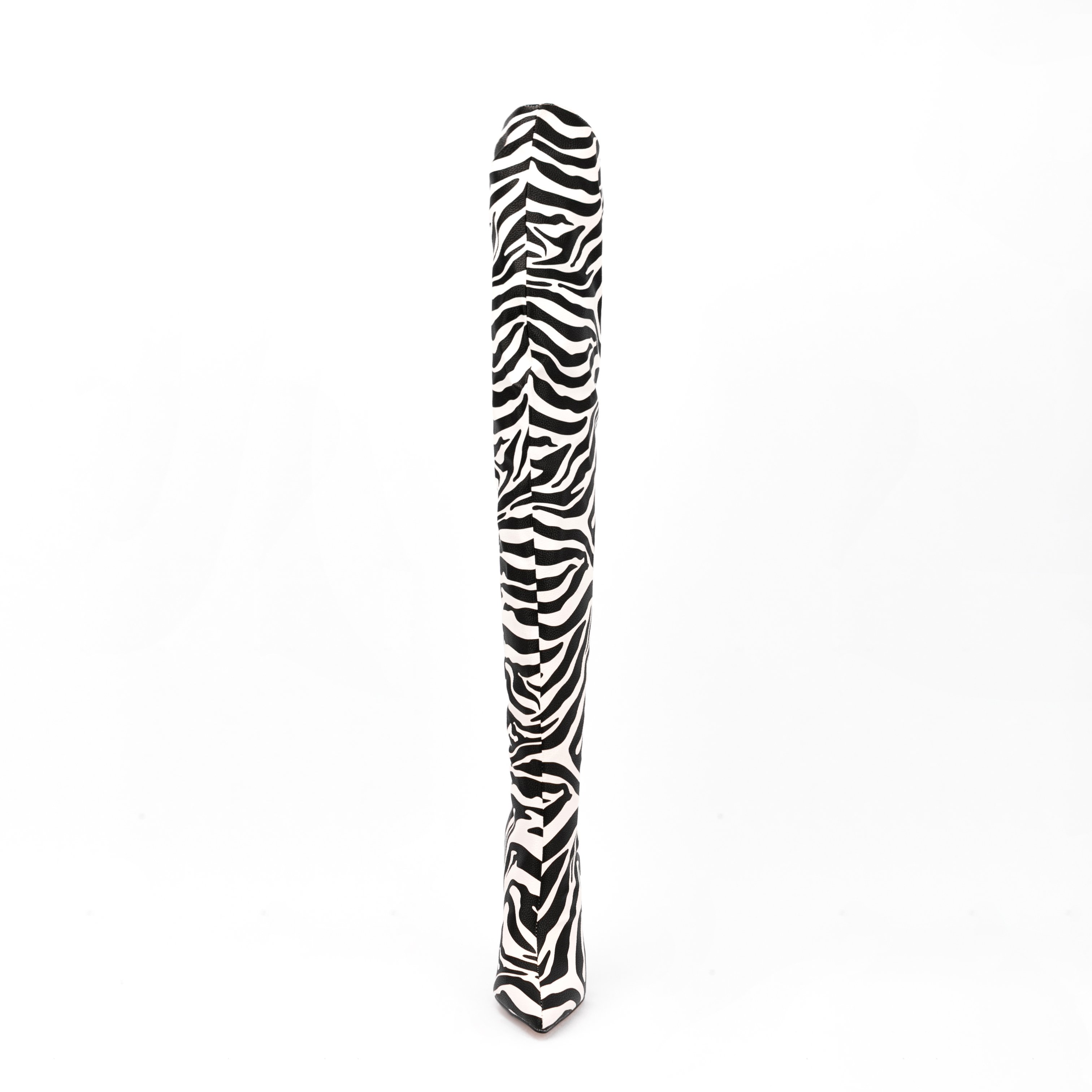 New Sexy Zebra high heels Over The Knee boots for women wide calf thigh high boots