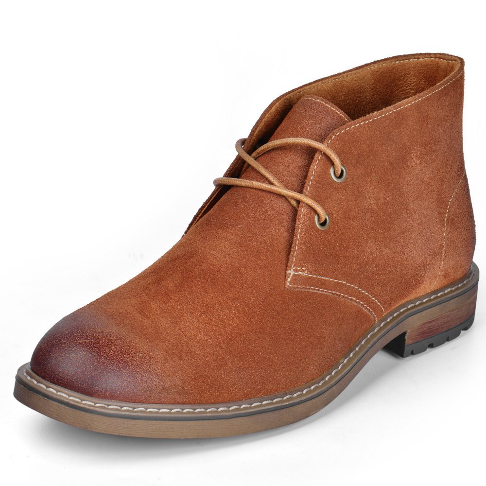 Custom Fashion Brown Genuine Leather Men's Shoes quality Work Boot For Men