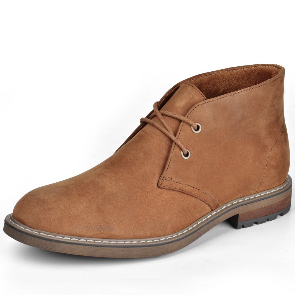 Custom Fashion Brown Genuine Leather Men's Shoes quality Work Boot For Men