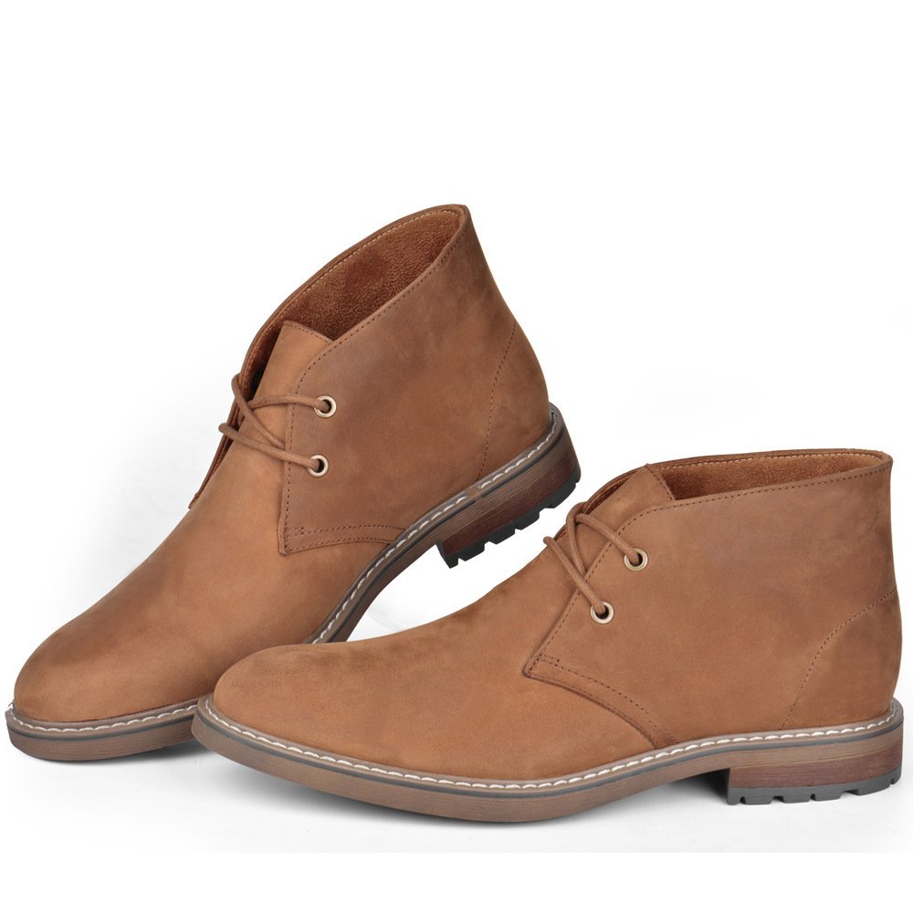Custom Fashion Brown Genuine Leather Men's Shoes quality Work Boot For Men