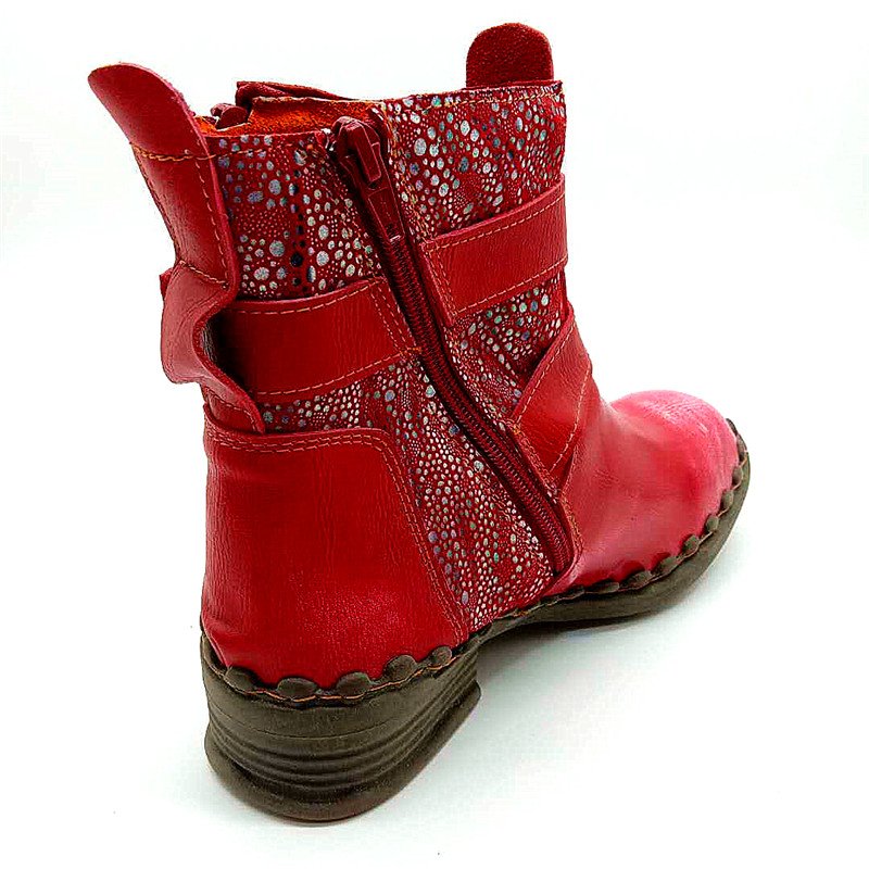 Autumn New Casual Low Top Red Ankle Women's Leather Boots
