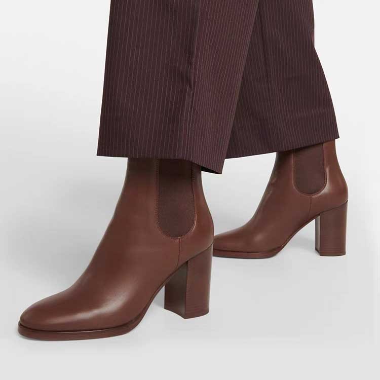 2023 autumn and winter new retro Chelsea boots thick-heeled boots fashion all-match leather ankle boots
